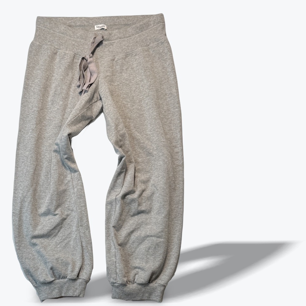 Splendid Jogger Sweatpants Cropped Womens XS Heather Gray Ribbon Drawstring